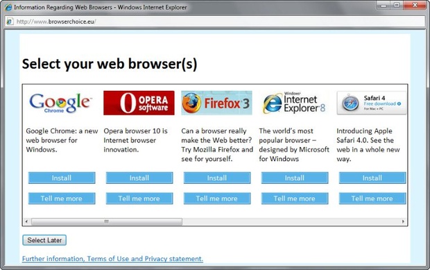 “Microsoft stopt met browserkeuzescherm”
