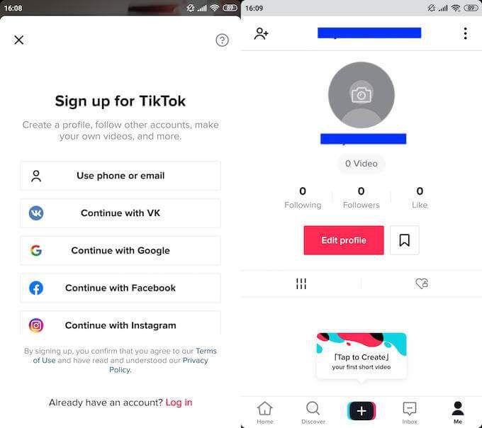 Tiktok sign up