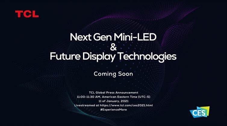 Panele mit Mini-LEDs: TCL zeigt auf der CES 2021 zukünftige Displays