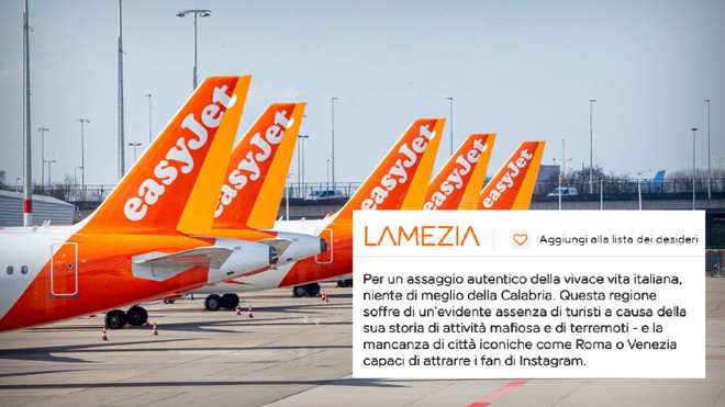 EasyJet e lo strafalcione sulla Calabria nel sito: senza turisti per mafia e terremoti