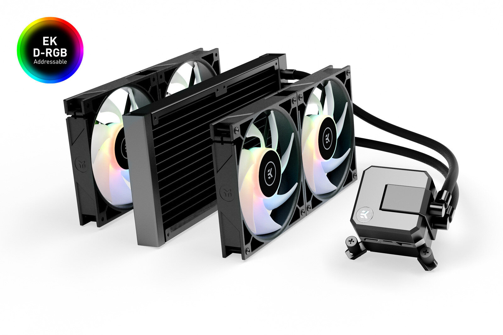 EK-AIO Elite 280 D-RGB: EKWB-Wasserkühlung trägt vier flottere 140-mm-Lüfter