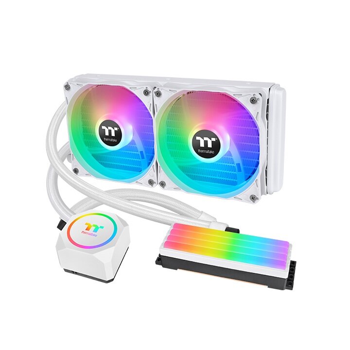 Floe RCxxx ARGB Snow Edition: Thermaltakes CPU/RAM-Wasserkühlung in Weiß