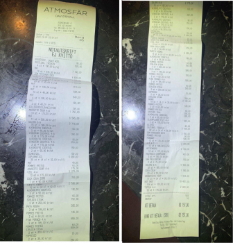Here is the Roma's bill of 82,000 kroner